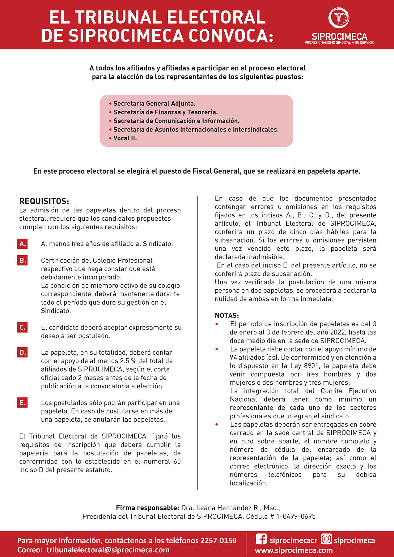 CONVOCATORIA A ELECCIONES